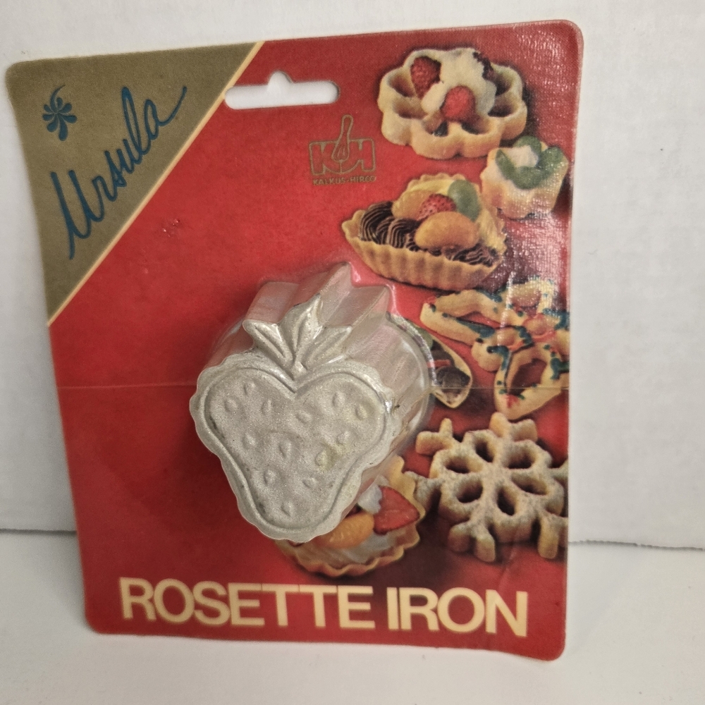 Vintage Ursula Strawberry Rosette Iron, Cookie Pastry KALKUS-HIRCO, Sealed Pkg.